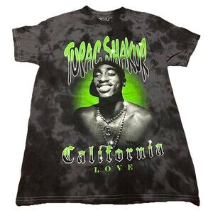 Tupac Shakur California Love Tie Dye Graphic T-Shirt Black Green Small NWOT